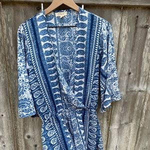 Blue patterned romper/swim cover-up, Size M